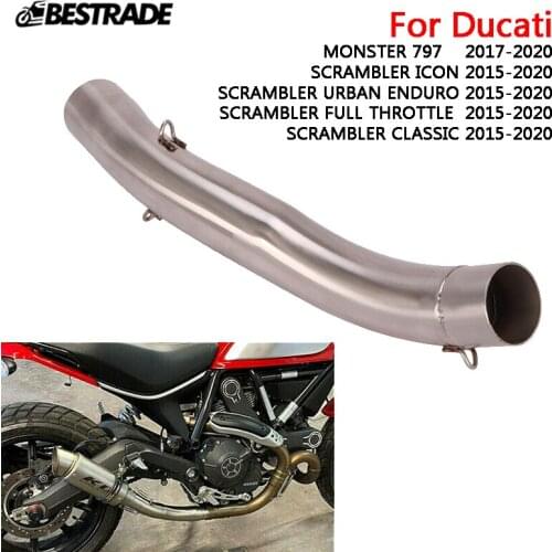 Motorcycle Exhaust Middle Mid Link Connector Pipe for Ducati Scrambler 800 821 Stainless Steel Slip On 51mm Mufflers Tube