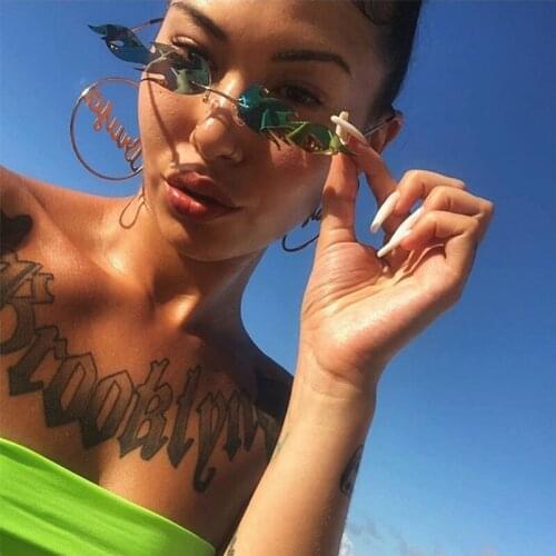 WERGASUN New Fashion Fire Flame Sunglasses Women Men Brand Design Rimless Wave Eyewear Luxury Trending Sun glasses