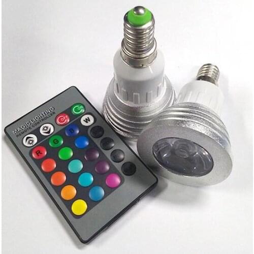 RGB LED lamps 16 Color Change bulb E14 E27 GU10 MR16 3W Spotlight AC110V 220V for Home Party Decoration light with IR Remote