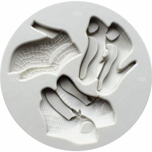 Three Pairs Of Shoes Shaped Silicone Fondant Mould Cake Decorating Baking Tools Kitchen Accessories SQ15255