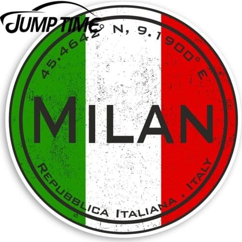 Jump Time Milan Italy Vinyl Stickers - Flag Italian Fun Sticker LuggageWaterproof Car Decal Trunk Car Accessories