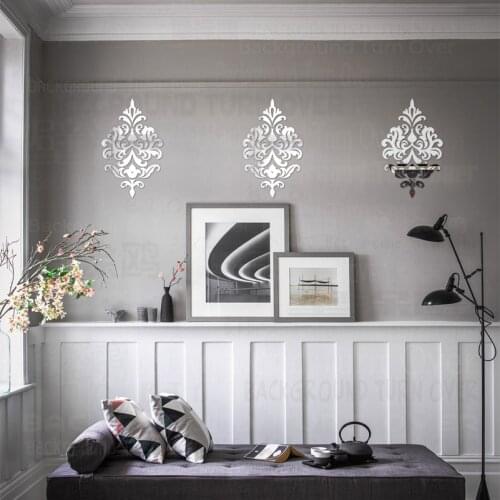 2Sets Mirror Sticker Bathroom Decor Room Decoration Full Body Royal Luxury Vintage Baroque Rococo Pattern Retro Antique R288