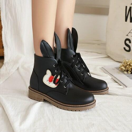 Square Heel Womens Ankle Boots Platform Heel Sweet Girl Leather 3.5cm Heels Shoes for Casual Nightclub Model Front Zip