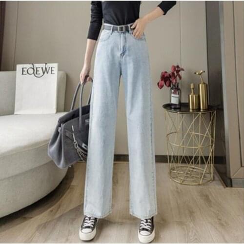Woman High Waist Jeans Wide Leg Denim Clothing Blue Streetwear Vintage Quality 2021 Fashion Harajuku Straight Pants Clothes