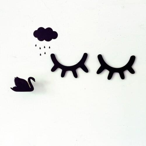 1 pair of Nordic style wooden 3D lash wall stickers decorative childrens baby room background wall stickers home decoration