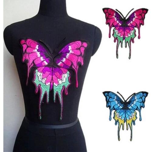 2Pcs 28*30cm Large Embroidery Butterfly Sew On Patch Appliques Embroidered Patch For Clothing King of Butterfly Patches A1334