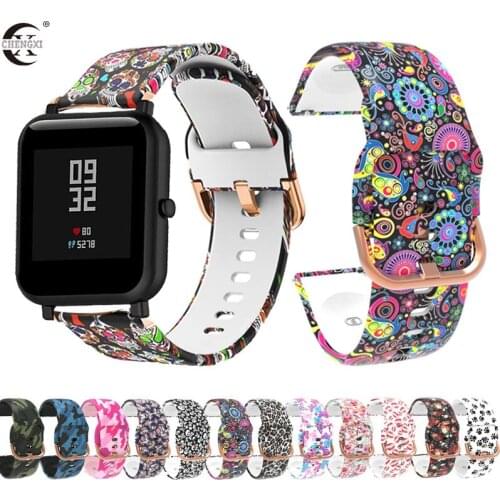 Sport Print Watch Band For Huami Amazfit GTR 42/Bip/GTS Silicone Replacement Wristband Strap Bracelet Quick Release Accessories