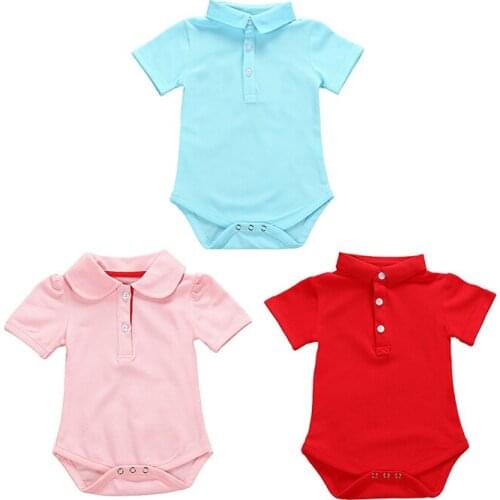 2019 Newborn Rompers Toddler Baby Girls Boys Summer Romper Short Sleeve Solid Infant Jumpsuits Clothes 0-24M