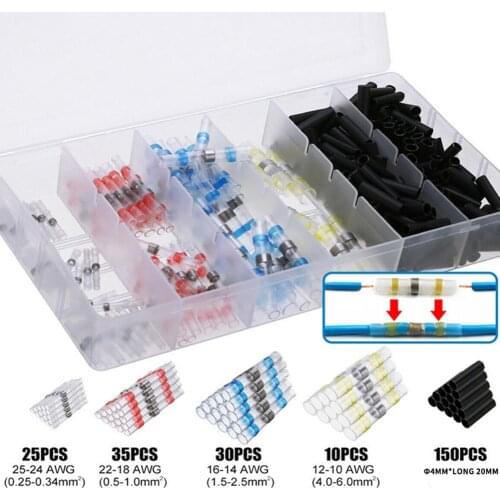250Pcs/Set Waterproof Insulated Solder Seal Wire Heat Shrink Butt Connectors Kit Automobile carros Interior Boutique New Hot