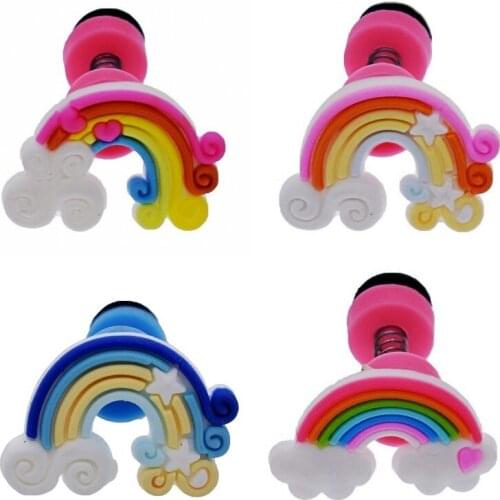 4 PCS Colorful Rainbow Sandal Shaking Shoe Ornaments Kids Girls Favor Birthday Party Gifts Summer Sandals Swing Charms