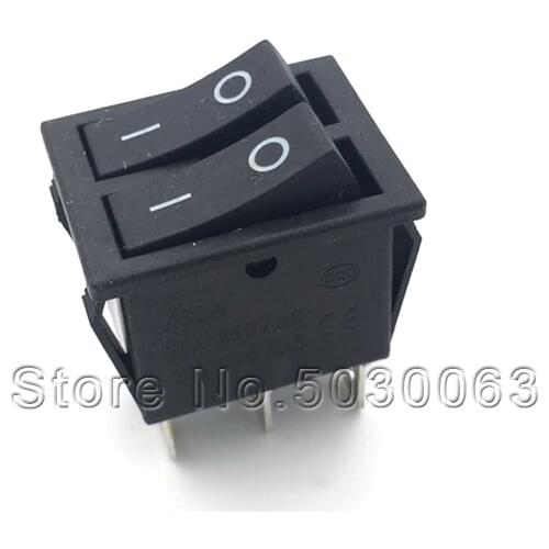 5pcs/lot KCD3 KCD8-212N with lamp double connection rocker/power switch 6pin 2gears Electric heater electric cake clapper switch