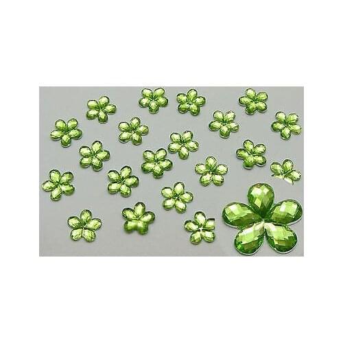 500 Soft Green Acrylic Flatback Faceted Flower Rhinestone Gems 8mm
