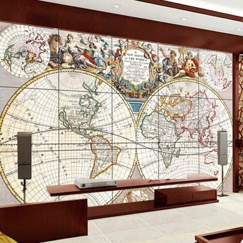 Beibehang mural papel de parede Living room wall tile background carved brick wall TV backdrop custom world map wallpaper 3D