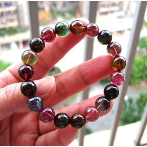 Free Shipping Natural Tourmaline Round Beads Stretch Bracelet Women Jewelry Accessories Weddings Parties Gift