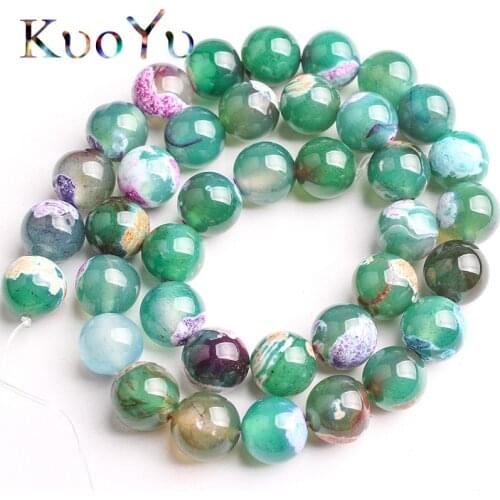 Natural Stone Multicolor Green Fire Agates Beads Round Loose Spacer Beads For Jewelry Making DIY Bracelets 15'Strand 6/8/10mm