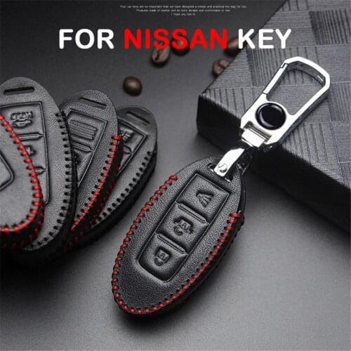 Car Logo Keyring Leather Anti-dust Car Key Case For Nissan Qashqai J10 J11 Juke Note Almera Teana Tiida Car Keychain Key Cover