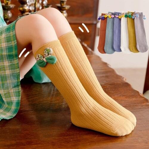 Wecute Baby Socks for 0-8 Years Baby Kids Warm Stockings for Autumn and Winter Solid Color Soft Cotton Bow Decoration Kawai Gift