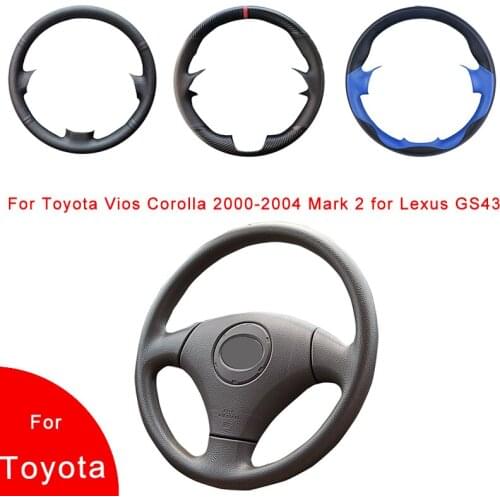 Breathable Punch Hand-Stitched Artificial Leather Car Steering Wheel Cover For Toyota Vios Corolla 2000-2004 Mark 2 Lexus GS43