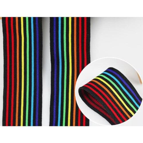 New 40MM Rainbow Colorful Elastic Band Striped Shoulder Bottom Strap for Webbing Garment Sewing DIY Clothes Accessories 1m trim