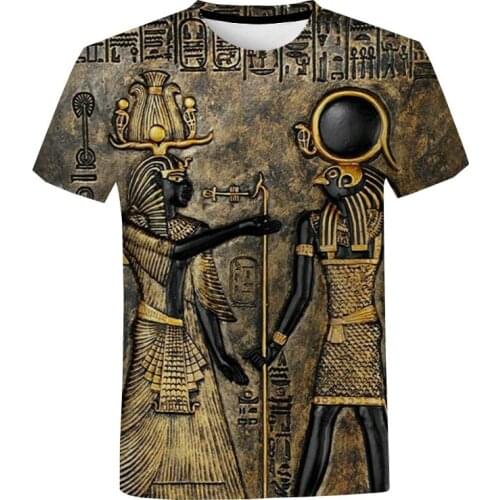 Ancient Black Egyptian Art 3D Print T Shirt Men Women Fashion Casual Short Sleeve Ancient Egypt Classical Streetwear T Shirt