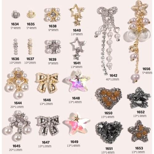 High Quality Fashion Silver Diamond Rhinestone Super Flash Ring Chain Pearl Starfish Jewelry Rhinestone DIY Nail Art Decoration