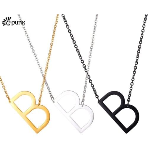 Fashional 26 Alphabet necklace stainless steel initial letter pendant with chain gold color women jewelry P2602G