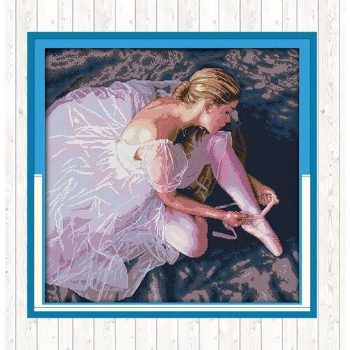 Ballerina 14CT 11CT Counted Stamped DMC Cotton Thread Printed Canvas Handmade Cross Stitch Embroidery Kits DIY Needlework Crafts