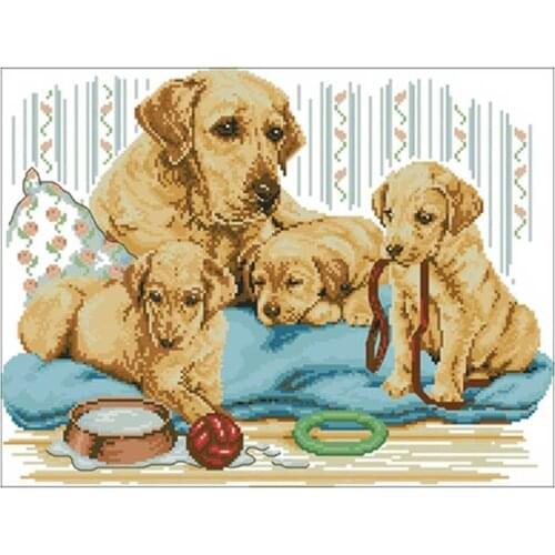 Labrador family patterns counted 11CT 14CT 18CT DIY Cross Stitch Sets Chinese Cross-stitch Kits Embroidery Needlework