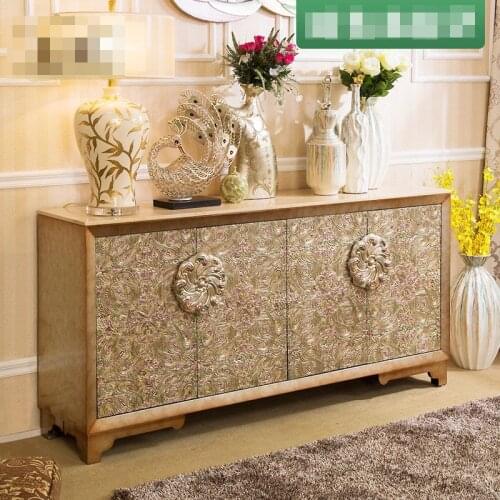 Neo-classical High-end Sideboard Four-door Wine Cabinet Partition Entrance Cabinet Villa Marble Wine Cabinet Cabinet Hallway