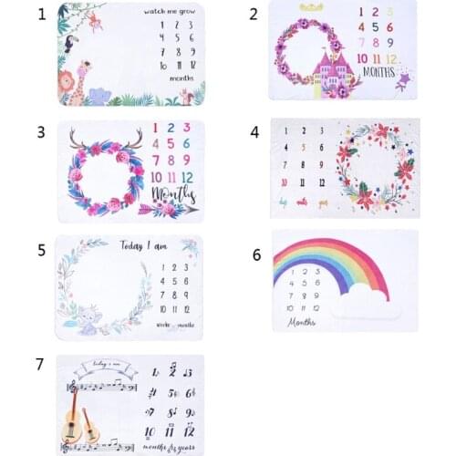 4X7C Baby Soft Flannel Photography Monthly Photo Newborn Children Milestone Blanket