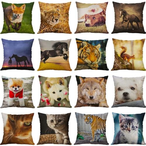 Pillow Horse Home Decor Cushion Cotton Pattern Linen 18'' Animal Case Cover