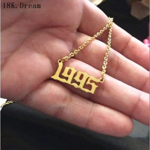 Old English Number pendant Necklaces Custom Jewelry Special Date Year 1991 1992 1993 1994 1995 1996 1997 1999 Birthday Gift