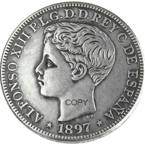 Puerto rico 1897 1 Peso Silver Plated Copy Coins