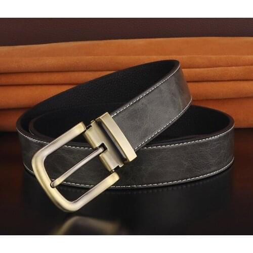High Quality Retro pin buckle designer belts men gray Waist Strap fashion genuine leather brand Casual Cowskin Waistband