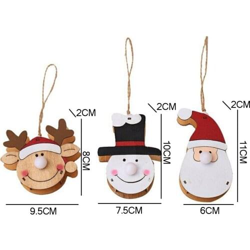 Christmas Glowing Wooden Pendant Christmas Tree Hanging Snowman Santa Claus Decoration Xmas Party Ornament Dropship