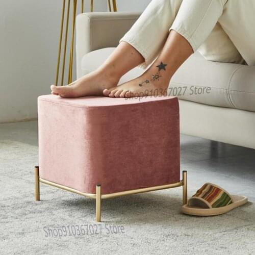 Fabric Household Low Stool Net Red Living Room Coffee Table Stool Nordic Minimalist Light Luxury Sofa Stool Changing Shoe Stool