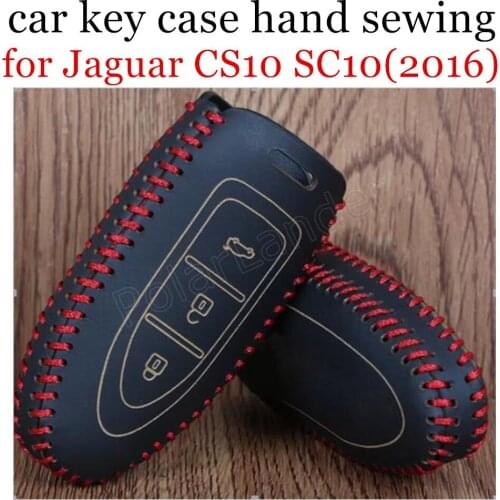 Only Red factoty price fit for Jaguar CS10 SC10(2016) car key case Genuine quality leather Hand sewing car key cover DIY