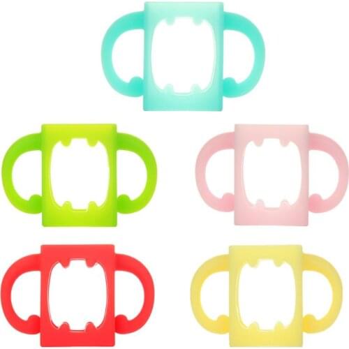 Baby Bottle Universal Handle Soft Silicone Wide Mouth Grip Multicolor Heat Resistant Feeding Bottles Accessories Dropship