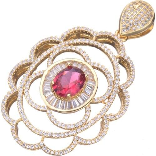 Top quality jewelry findings Micro Pave CZ stone Red/Blue/Green Crystal Flower Connectors Pendant For Pearl Jewelry Accessories