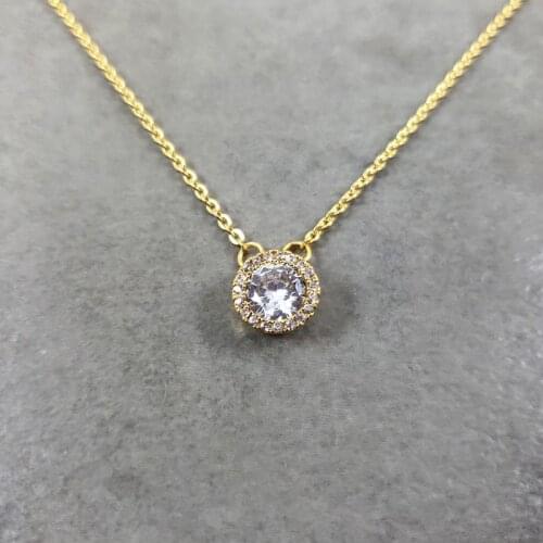 Dot Crystal Necklaces For Women Wedding Jewelry Collier Femme 2019 Round CZ Pendants Stainless Steel Chain Necklace Bff