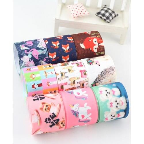 1-1/2" Fahion animal printed grosgrain ribbon 38mm set cartoon character DIY Sewing Hairbows Gift Wrapping Ribbon Accessory
