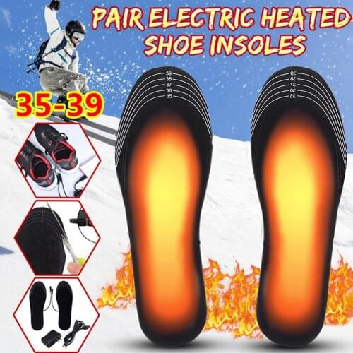 1 Pair USB Heated Insoles Winter Feet Warm Shoe Pad Mat Comfortable Outdoor Sports Shoe Heating Insoles with Adapter