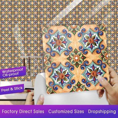 10pcs/set Flowers Pattern Crystal Hard Tiles Wall Sticker Kitchen Bathroom Furniture Renovation Home Decor Wallpaper Art Mural