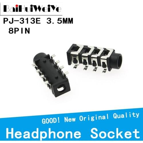 20PCS/LOT 3.5mm Female Audio Connector 8 Pin SMT SMD Headphone Jack Socket PJ-313E PJ313E