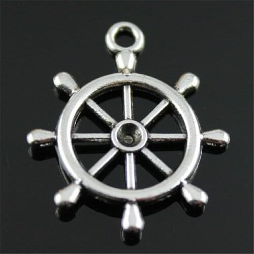 20pcs Rudder Pendant Charms DIY Jewelry Making Jewelry Finding 2 Colors Antique Silver Color Antique Bronze Color 28x24mm