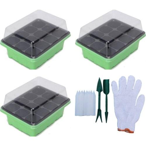 3PCS 12 Hole Seedling Trays Seed Starter Plant Flower Grow Box Propagation For Gardening Grow Germination Box Three-Piece Suit