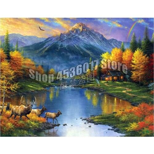 Diamond Painting Fall Landscape Diamond Embroidery Scenery Full Square Diy Diamond Mosaic Paintings Cross Stitch Christmas Gift