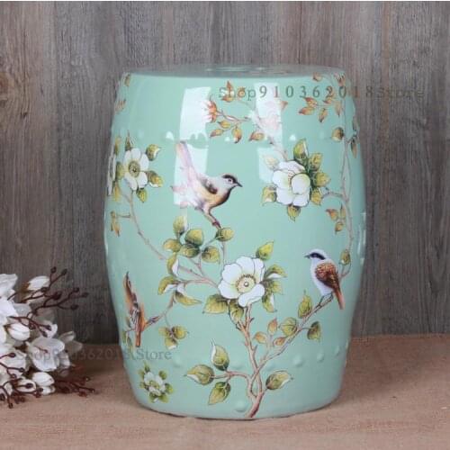 American New Style Flower And Bird Ceramic New Chinese Style Cool Stool Decorative Garden Ornaments Sitting Pier Low Stool Shoe