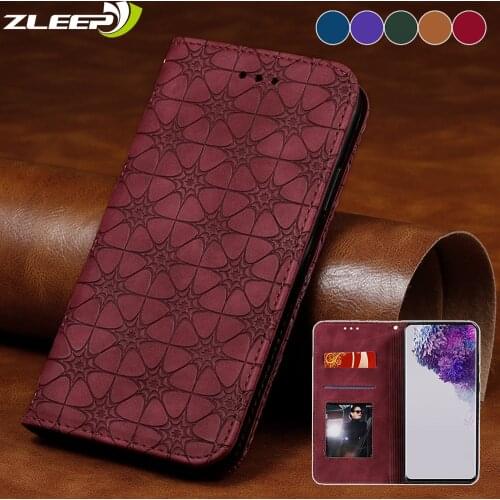 Luxury Flower Leather Flip Case For Samsung Galaxy S21 S20 FE S10E Noe 20 10 Ultra Plus Lite A91 Magnetic Card Stand Phone Cover