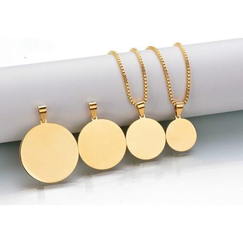 Blank Army Tag Round Badge Name Dog Tag Stainless Steel Pendant Necklace Silver Color Choker Cool Men Simple Jewelry Gift